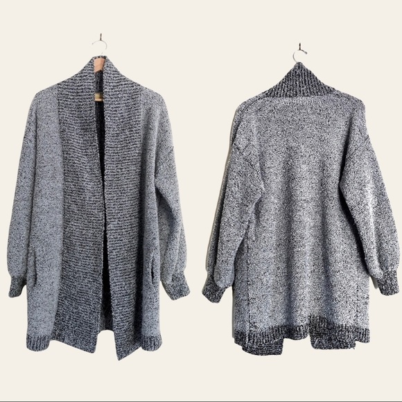 VINTAGE Shawl Collar Nubby Knit Boucle Long Duster Cardigan - Picture 1 of 5